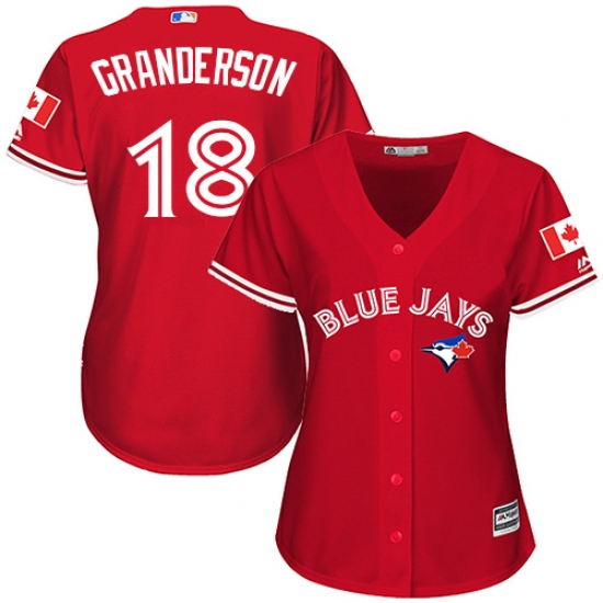 Women's Majestic Toronto Blue Jays 18 Curtis Granderson Authentic Scarlet Alternate MLB Jersey