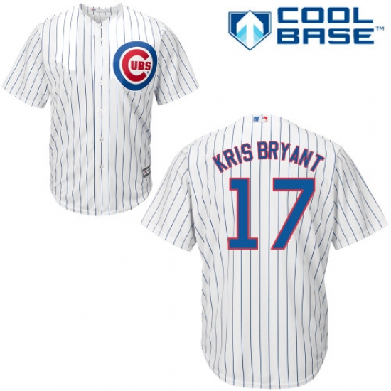 Men's Majestic Chicago Cubs 17 Kris Bryant Replica White Home Cool Base MLB Jersey