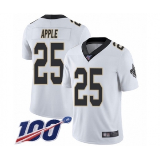 Men's New Orleans Saints 25 Eli Apple White Vapor Untouchable Limited Player 100th Season Football Jersey
