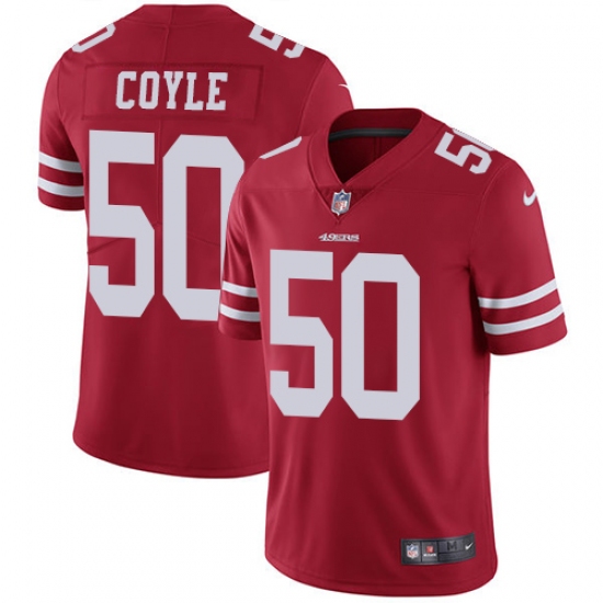 Men's Nike San Francisco 49ers 50 Brock Coyle Red Team Color Vapor Untouchable Limited Player NFL Jersey
