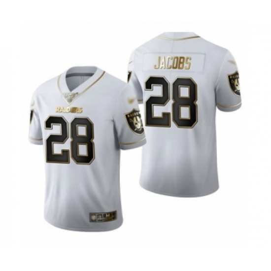 Men's Oakland Raiders 28 Josh Jacobs White Golden Edition Limited Football Jersey