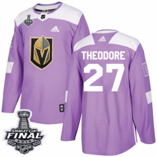 Youth Adidas Vegas Golden Knights 27 Shea Theodore Authentic Purple Fights Cancer Practice 2018 Stanley Cup Final NHL Jersey