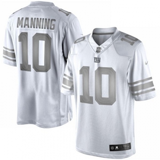 Men's Nike New York Giants 10 Eli Manning Limited White Platinum NFL Jersey