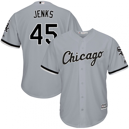 Men's Majestic Chicago White Sox 45 Bobby Jenks Grey Road Flex Base Authentic Collection MLB Jersey