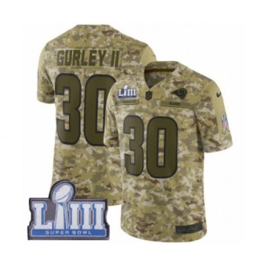 Men's Nike Los Angeles Rams 30 Todd Gurley Limited Camo 2018 Salute to Service Super Bowl LIII Bound NFL Jersey