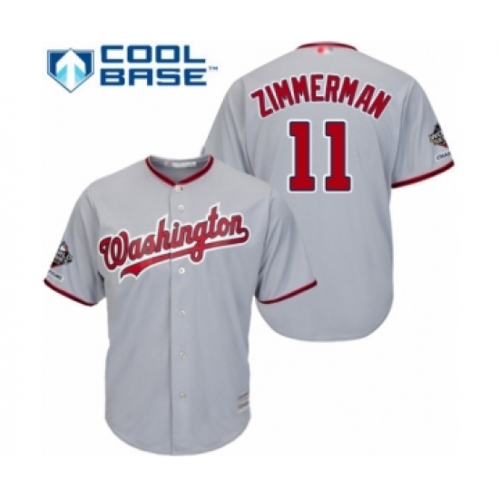 Youth Washington Nationals 11 Ryan Zimmerman Authentic Grey Road Cool Base 2019 World Series Champions Baseball Jersey