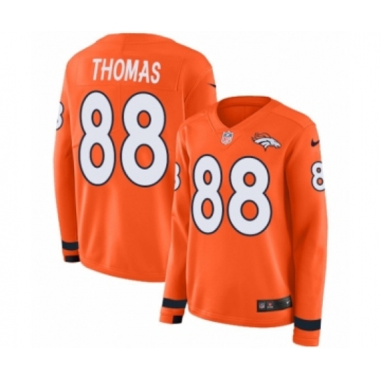 Women's Nike Denver Broncos 88 Demaryius Thomas Limited Orange Therma Long Sleeve NFL Jersey