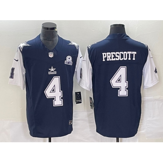 Men's Nike Dallas Cowboys 4 Dak Prescott Navy 2023 F.U.S.E. Vapor Limited Stitched Football Jerseys
