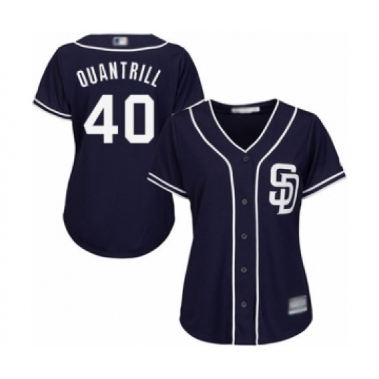 Women's San Diego Padres 40 Cal Quantrill Authentic Navy Blue Alternate 1 Cool Base Baseball Player Jersey