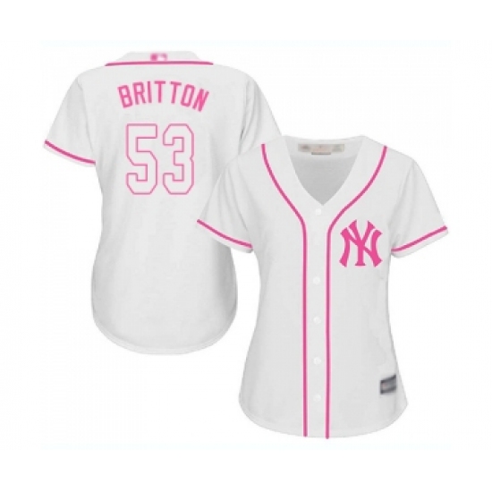Women's New York Yankees 53 Zach Britton Authentic White Fashion Cool Base Baseball Jersey