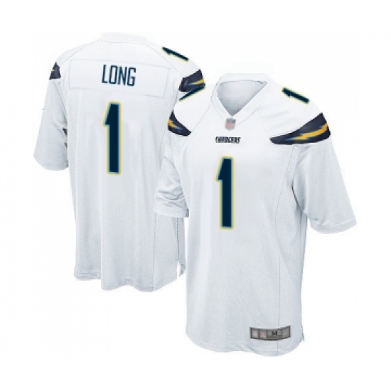 Men's Los Angeles Chargers 1 Ty Long Game White Football Jersey