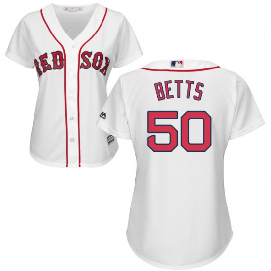 Women's Majestic Boston Red Sox 50 Mookie Betts Authentic White Home MLB Jersey