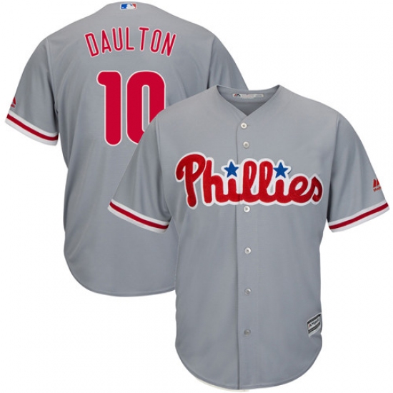Youth Majestic Philadelphia Phillies 10 Darren Daulton Authentic Grey Road Cool Base MLB Jersey