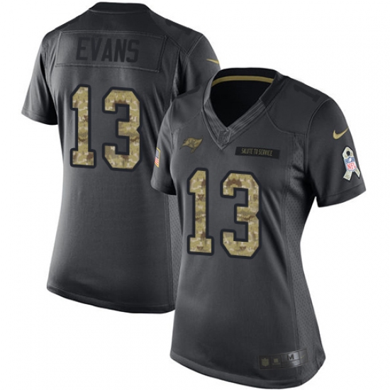 Women's Nike Tampa Bay Buccaneers 13 Mike Evans Limited Black 2016 Salute to Service NFL Jersey