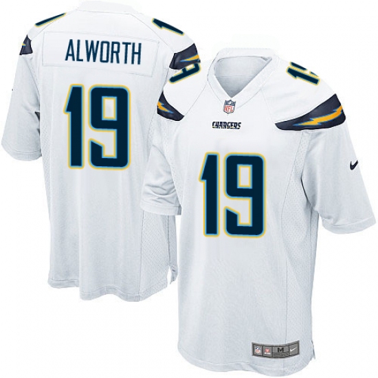 Men's Nike Los Angeles Chargers 19 Lance Alworth Game White NFL Jersey