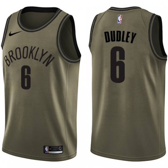 Men's Nike Brooklyn Nets 6 Jared Dudley Swingman Green Salute to Service NBA Jersey