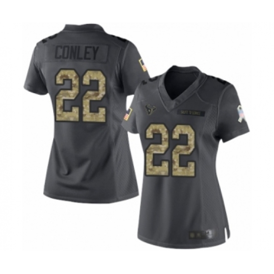 Women's Houston Texans 22 Gareon Conley Limited Black 2016 Salute to Service Football Jersey