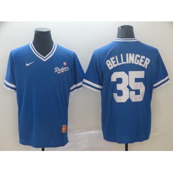 Men's Nike Los Angeles Dodgers 35 Cody Bellinger Blue Throwback Jersey