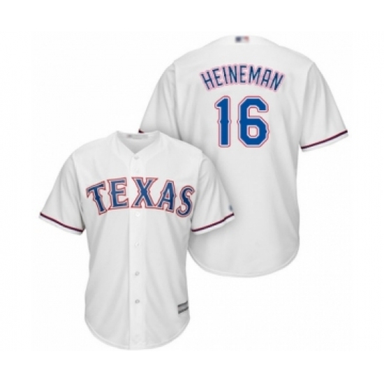 Youth Texas Rangers 16 Scott Heineman Authentic White Home Cool Base Baseball Player Jersey