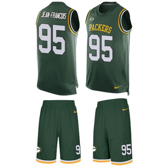 Men's Nike Green Bay Packers 95 Ricky Jean-Francois Limited Green Tank Top Suit NFL Jersey