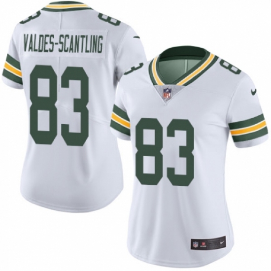Women's Nike Green Bay Packers 83 Marquez Valdes-Scantling White Vapor Untouchable Limited Player NFL Jersey