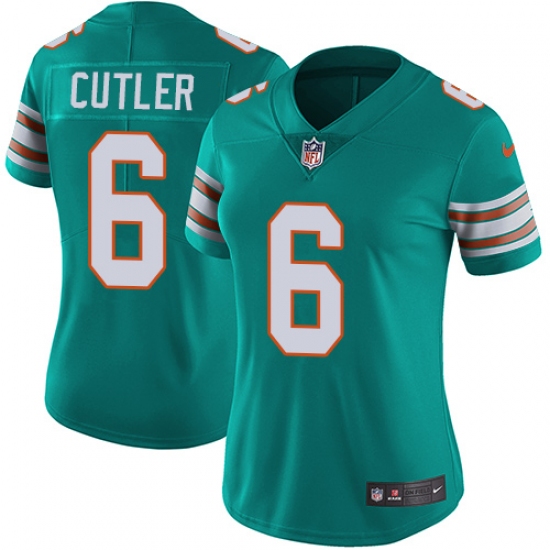 Women's Nike Miami Dolphins 6 Jay Cutler Aqua Green Alternate Vapor Untouchable Limited Player NFL Jersey