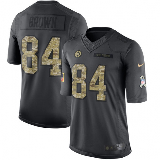 Youth Nike Pittsburgh Steelers 84 Antonio Brown Limited Black 2016 Salute to Service NFL Jersey