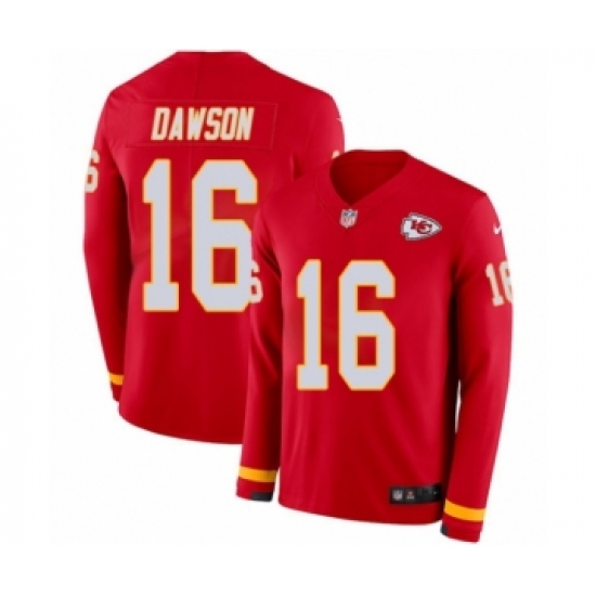 Youth Nike Kansas City Chiefs 16 Len Dawson Limited Red Therma Long Sleeve NFL Jersey