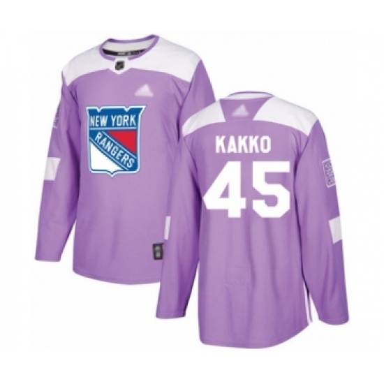 Youth New York Rangers 45 Kaapo Kakko Authentic Purple Fights Cancer Practice Hockey Jersey