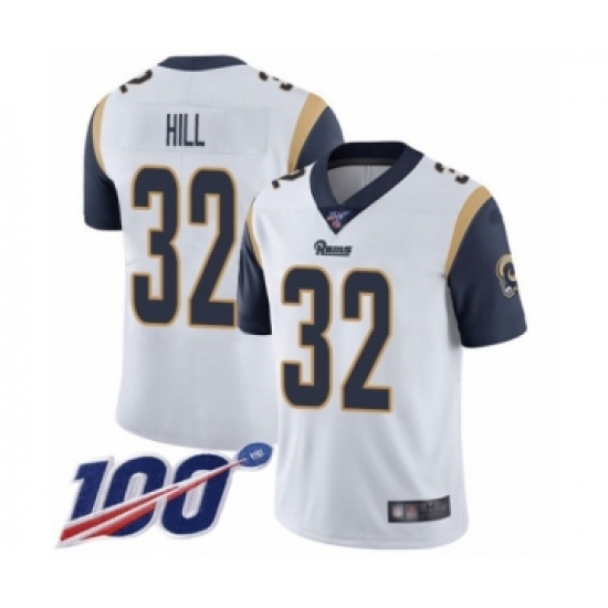 Men's Los Angeles Rams 32 Troy Hill White Vapor Untouchable Limited Player 100th Season Football Jersey