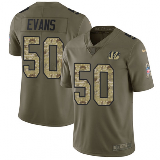 Men's Nike Cincinnati Bengals 50 Jordan Evans Limited Olive Camo 2017 Salute to Service NFL Jersey