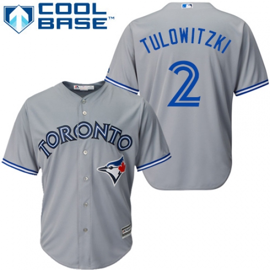 Youth Majestic Toronto Blue Jays 2 Troy Tulowitzki Replica Grey Road MLB Jersey