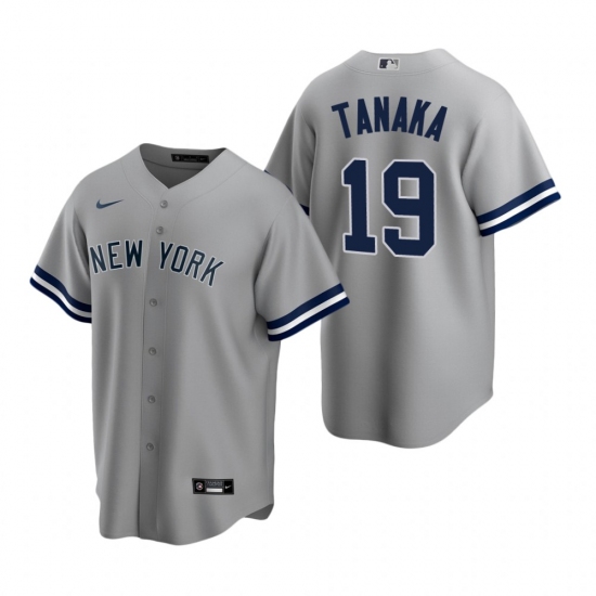 Men's Nike New York Yankees 19 Masahiro Tanaka Gray Road Stitched Baseball Jersey