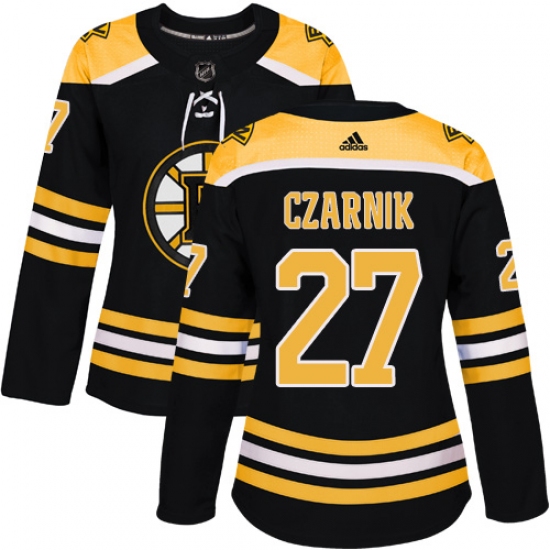 Women's Adidas Boston Bruins 27 Austin Czarnik Premier Black Home NHL Jersey