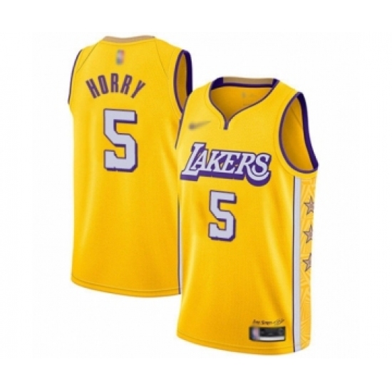 Youth Los Angeles Lakers 5 Robert Horry Swingman Gold Basketball Jersey - 2019 20 City Edition