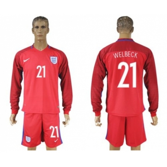 England 21 Welbeck Away Long Sleeves Soccer Country Jersey