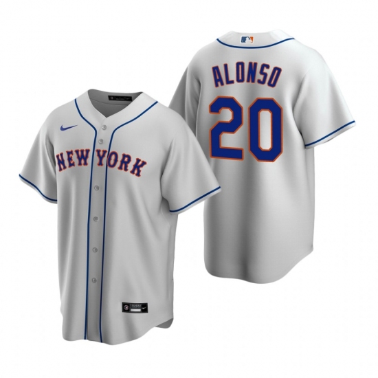 Men's Nike New York Mets 20 Pete Alonso Gray Road Stitched Baseball Jersey