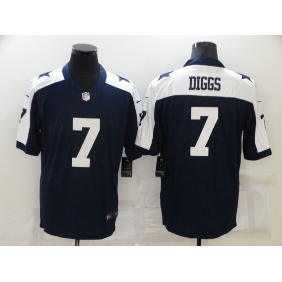 Men's Dallas Cowboys 7 Trevon Diggs Blue Thanksgiving Throwback Limited Jersey