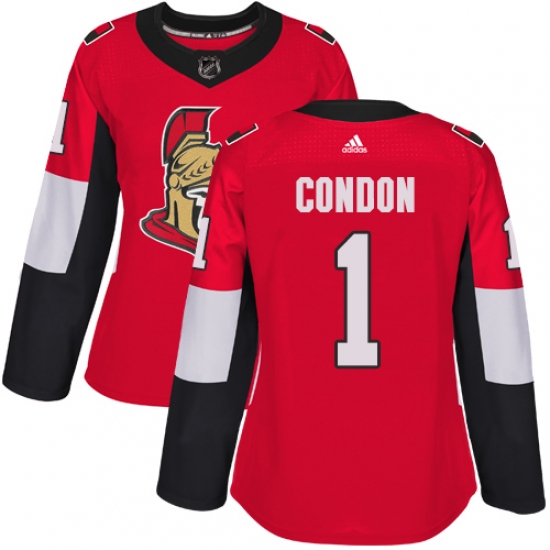 Women's Adidas Ottawa Senators 1 Mike Condon Authentic Red Home NHL Jersey