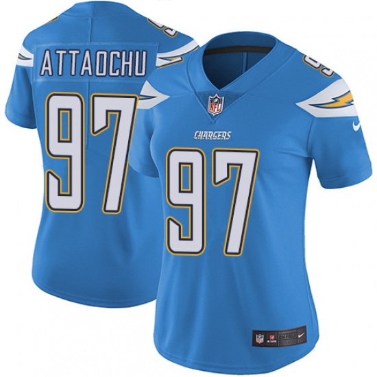 Women's Nike Los Angeles Chargers 97 Jeremiah Attaochu Electric Blue Alternate Vapor Untouchable Limited Player NFL Jersey