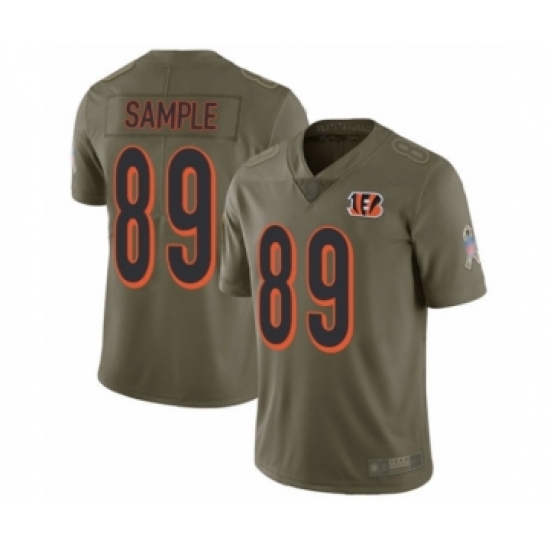 Youth Cincinnati Bengals 89 Drew Sample Limited Olive 2017 Salute to Service Football Jersey