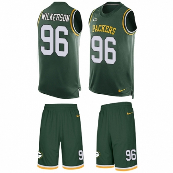 Men's Nike Green Bay Packers 96 Muhammad Wilkerson Limited Green Tank Top Suit NFL Jersey