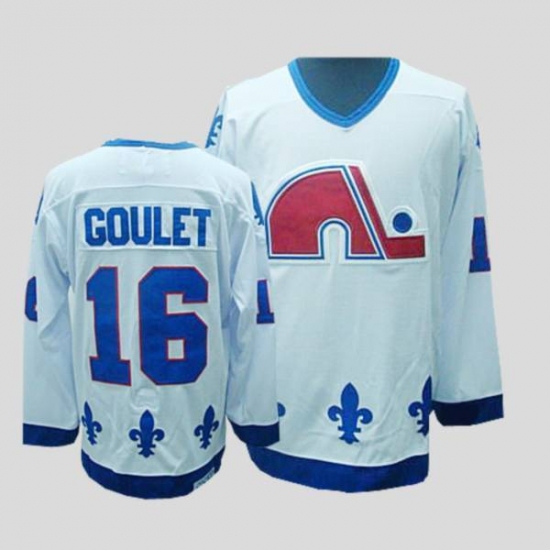 Nordiques 16 Michel Goulet Stitched CCM Throwback white NHL Jersey