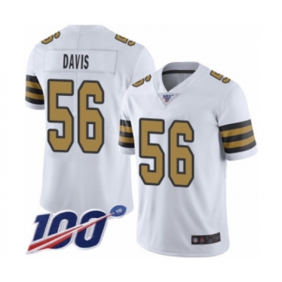 Men's New Orleans Saints 56 DeMario Davis Limited White Rush Vapor Untouchable 100th Season Football Jersey
