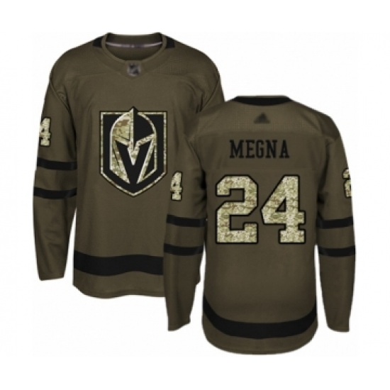 Youth Vegas Golden Knights 24 Jaycob Megna Authentic Green Salute to Service Hockey Jersey
