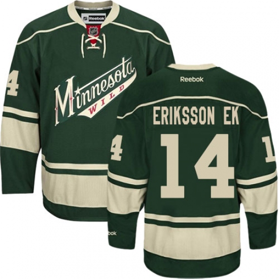 Men's Reebok Minnesota Wild 14 Joel Eriksson Ek Premier Green Third NHL Jersey