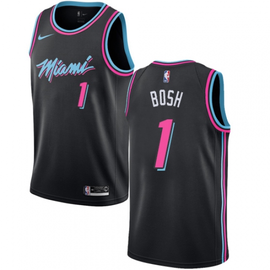 Women's Nike Miami Heat 1 Chris Bosh Swingman Black NBA Jersey - City Edition