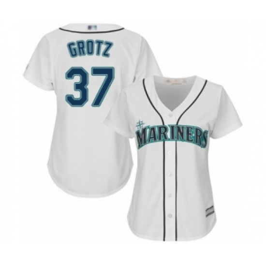 Women's Seattle Mariners 37 Zac Grotz Authentic White Home Cool Base Baseball Player Jersey