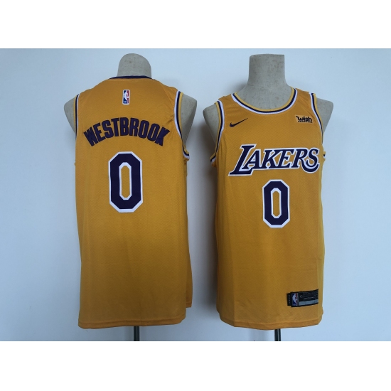 Men's Los Angeles Lakers 0 Russell Westbrook Fanatics Branded Gold 2020-21 Fast Break Player Jersey