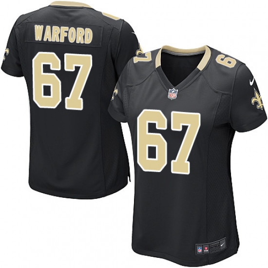 Women's Nike New Orleans Saints 67 Larry Warford Game Black Team Color NFL Jersey